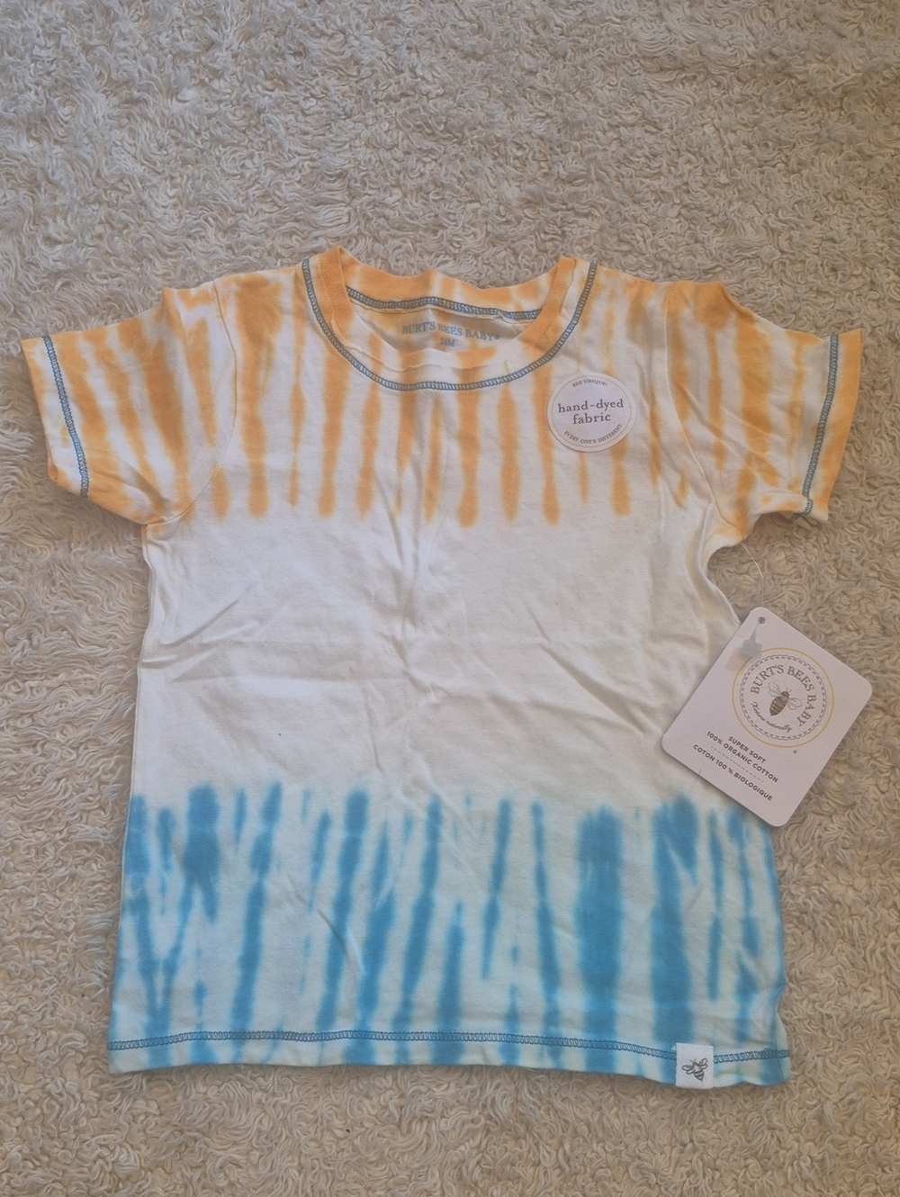 nwt BURT'S BEES Tie Dye T-shirt 24m Coastal Hippie Beach Baby Organic Cotton Tee